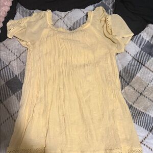 NAIF Soft Yellow Blouse with Lace Accents